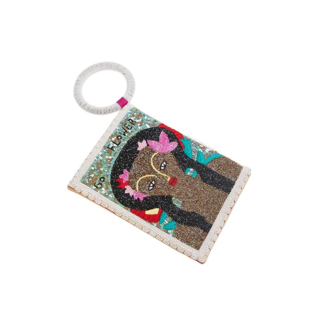 NEW ETHNIQUE etta handmade beaded wristlet in multi